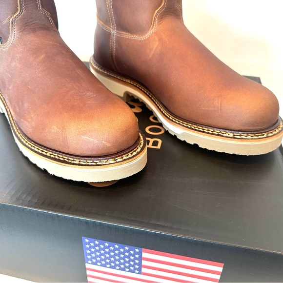 Men's Silverado Tan Leather Work Boots - Picture 3 of 9